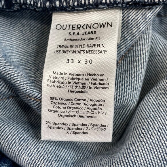 Outerknown Ambassador Slim Fit Jean Distress Mens 33x30 - Picture 4 of 10